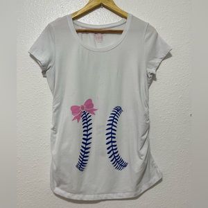 Great Expectations Maternity Baseball Bow Tee, Size Large or 12/14